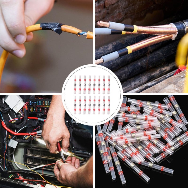 150 قطعة من موصلات الأسلاك الحرارية الحمراء 22-18 AWG طقم وصلة لحام مقاوم للماء للقوارب والسيارات والشاحنات - Image 3